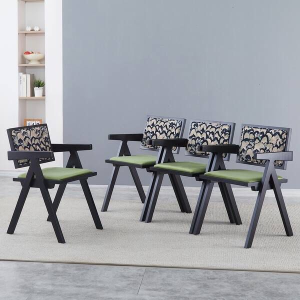 Traditional Vintage Square Rectangle Wood Fabric Chair Backrest Armrest For Living Room